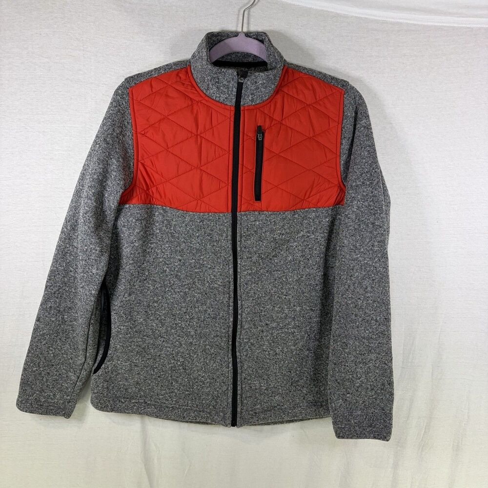 Zyia Active Ash Cabin Jacket Women’s Size XL Red/Heathered Gray Quilted Full Zip